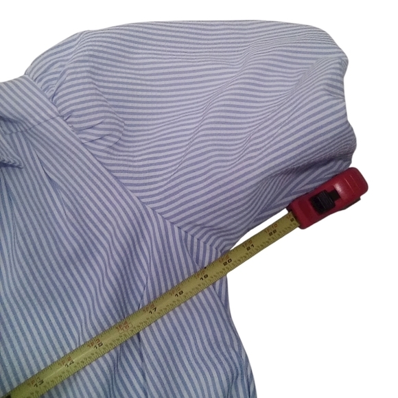 Aura Women’s Crinkle Blue White Button Front Cottagecore Puff Dress Size Large - Picture 6 of 8